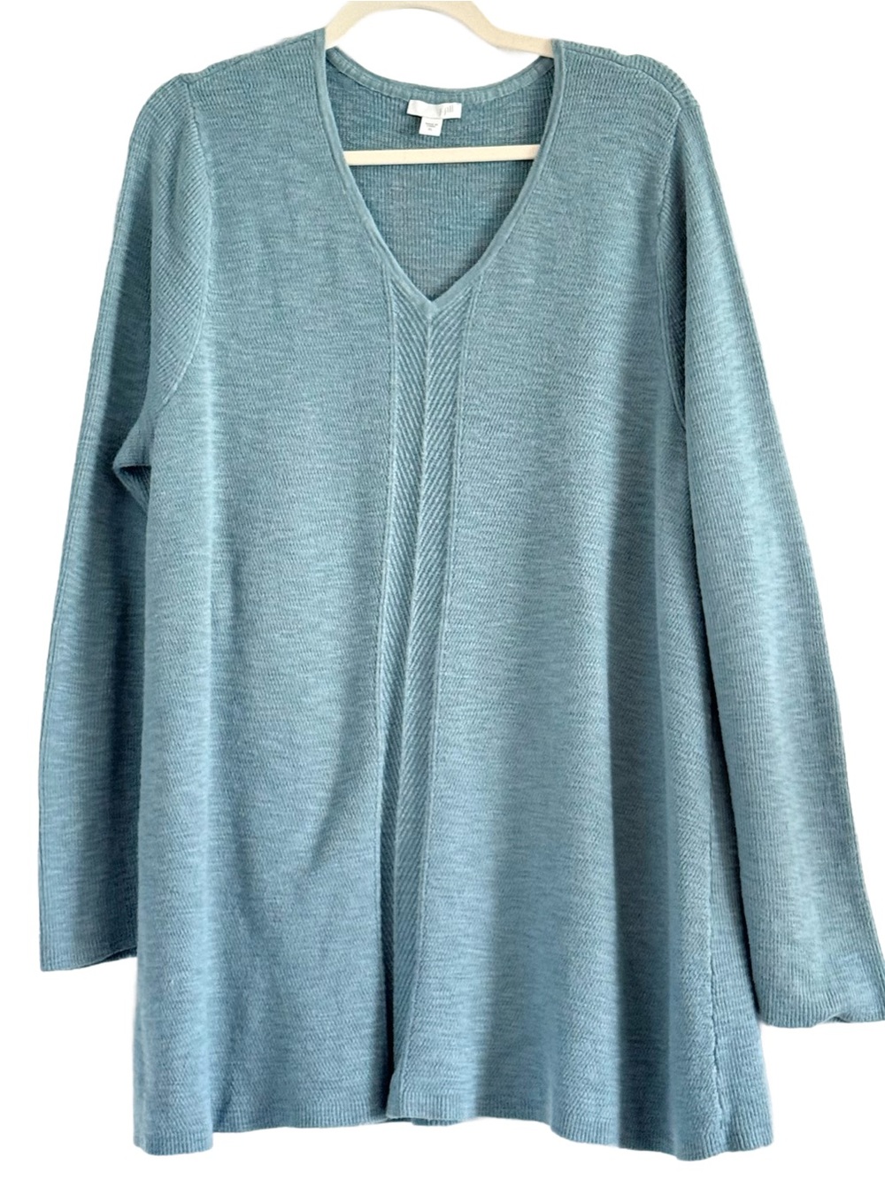 J. Jill Dusty Teal V-Neck Long Sleeve Knit Tunic Sweater XL